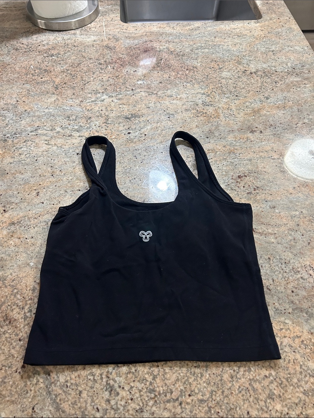 Aritzia Black Cropped Tank with Small Center Logo
